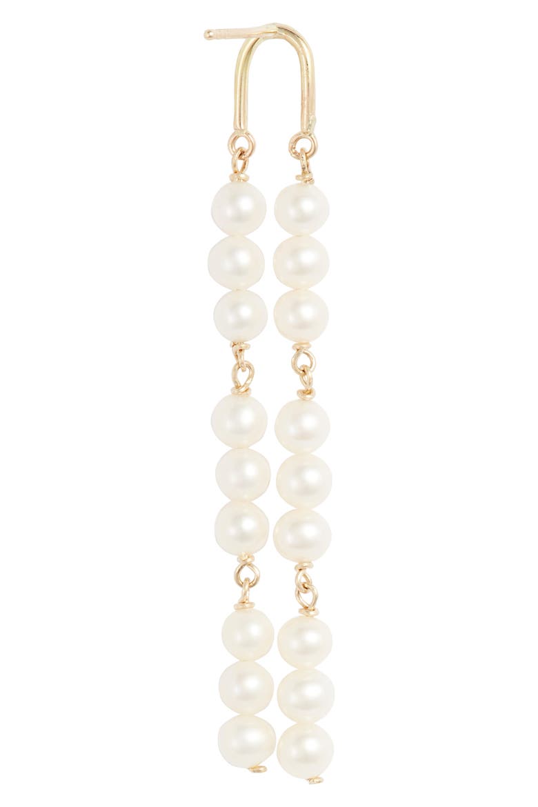 14K Gold Arch Pearl Earrings, Alternate, color, YELLOW GOLD/ PEARL
