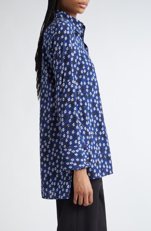 Proenza Schouler Emmeline Floral Print Silk-blend Shirt In Navy Multi