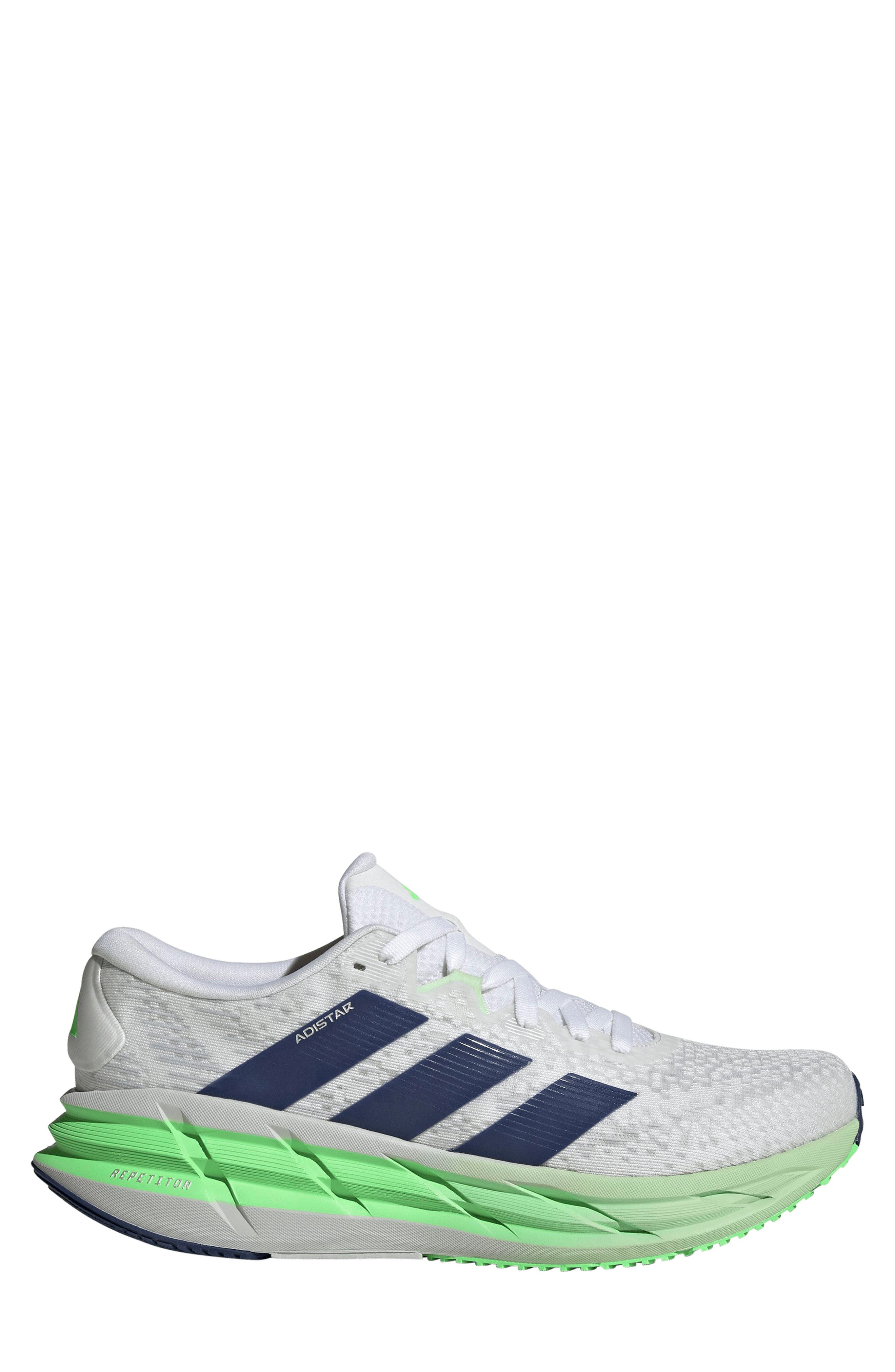 adidas Gender Inclusive Adistar 4 Running Shoe, Alternate, color, White/ Tech Indigo/ Lime Burst
