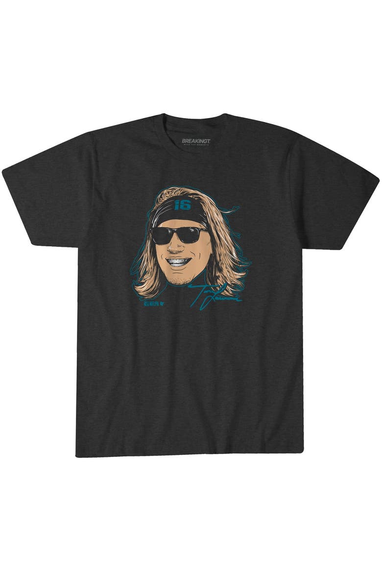 Unisex BreakingT Trevor Lawrence Charcoal Jacksonville Jaguars Steezy Trev Graphic T-Shirt, Main, color, Charcoal