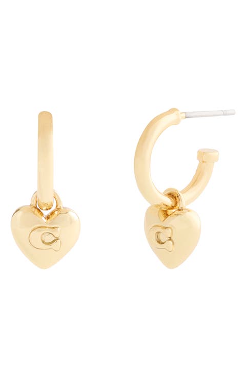 Signature C Puffy Heart Huggie Hoop Earrings