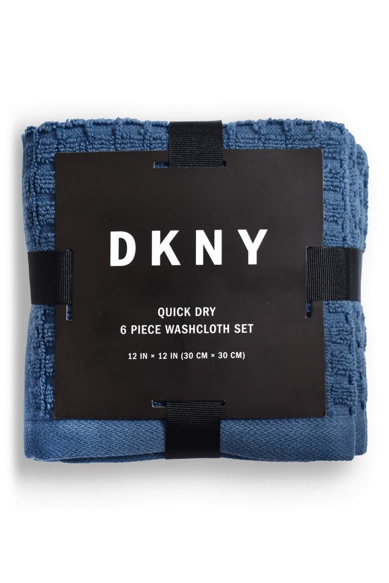Quick Dry 6-Pack Cotton Washcloths, Alternate, color, DENIM
