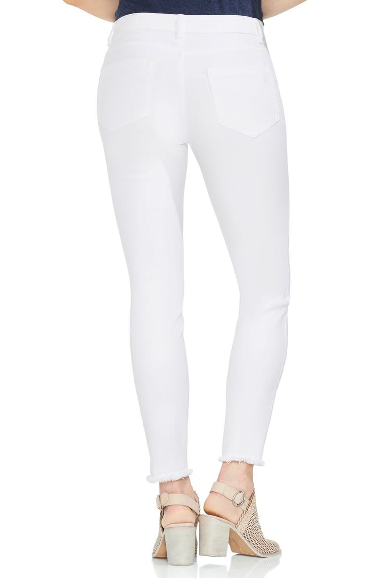 Fray Hem Skinny Jeans, Alternate, color, ULTRA WHITE