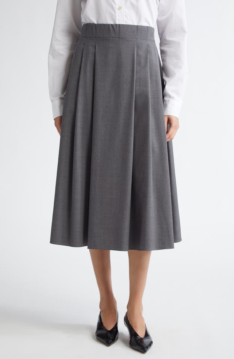 Maria McManus High Waist Stretch Wool A-Line Midi Skirt, Main, color,
