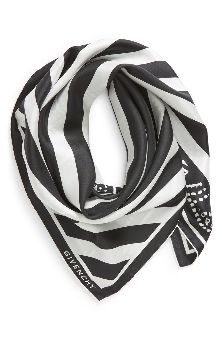 Givenchy Stripe & Bandana Print Silk Scarf, Alternate, color, 