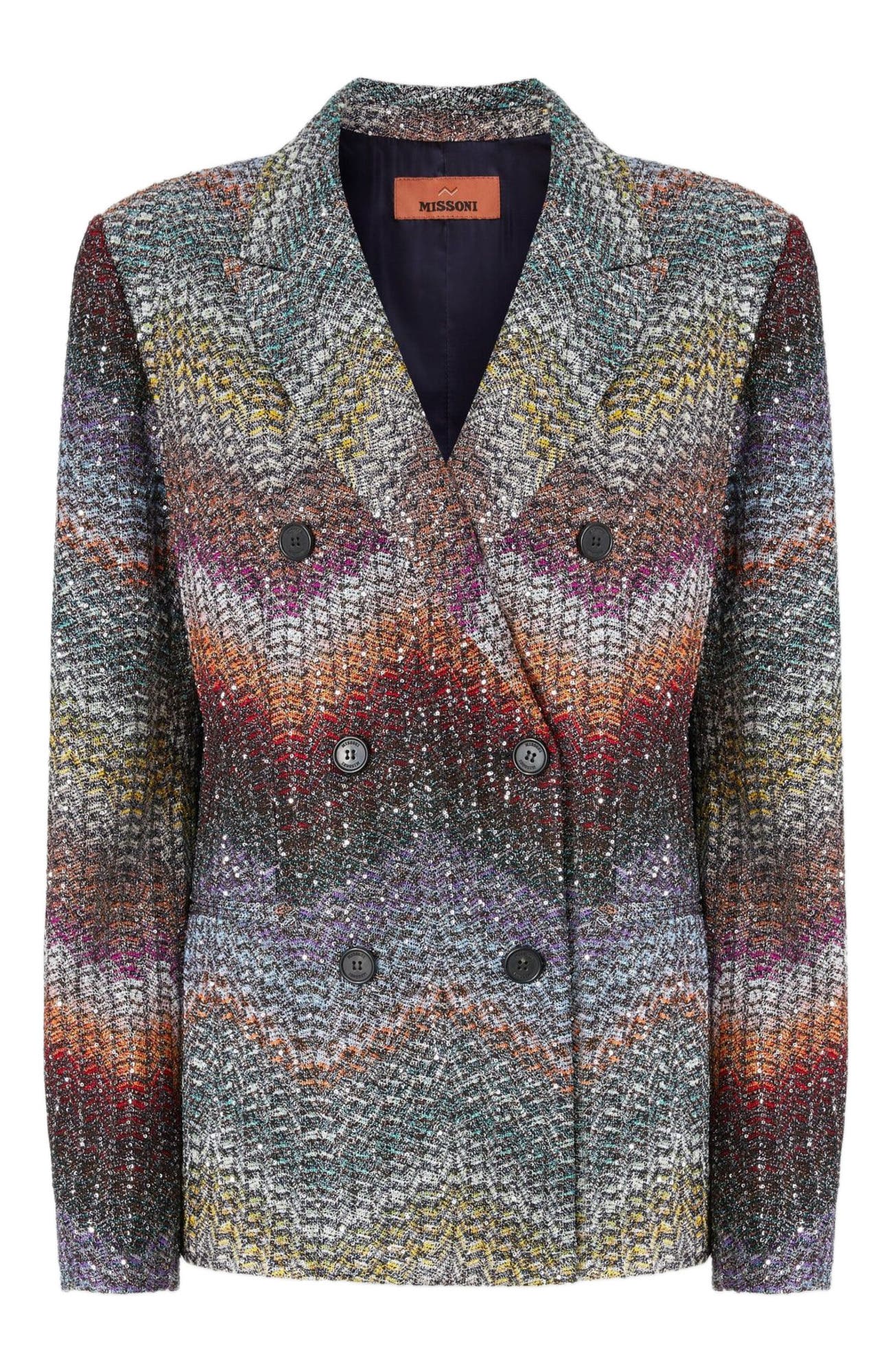 Double-breasted Blazer In Viscose Lame With Sequins - image 2