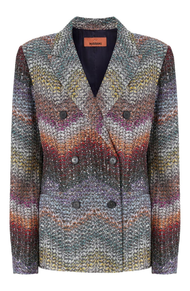 Missoni Double-breasted Viscose Lamé Blazer With Sequins, Alternate, color, Multicoloured