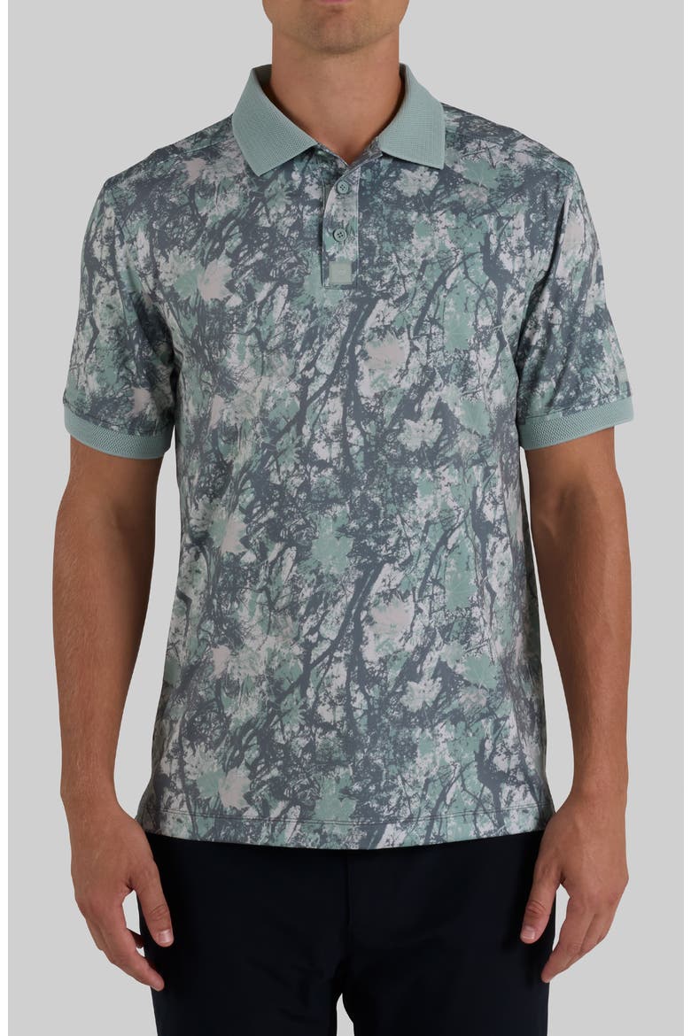 Evolution Ridge Abstract Print Performance Golf Polo, Main, color, STEALTH MODE DARK