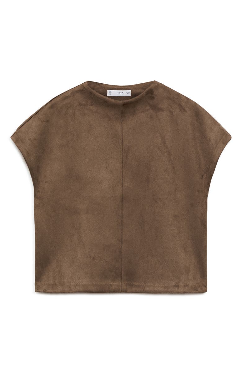 MANGO Faux Suede T-Shirt, Main, color, Light/ Pastel Brown