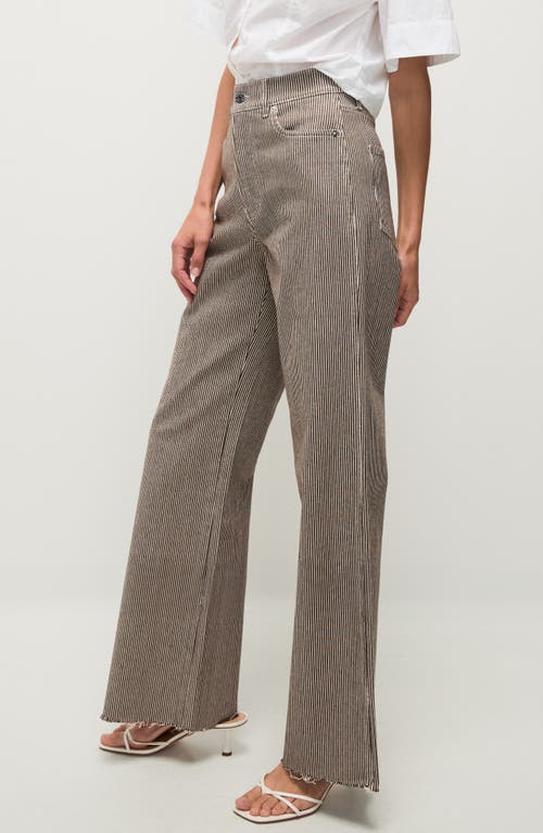 Veronica Beard Taylor High Waist Raw Hem Wide Leg Jeans In Cedar Stripe