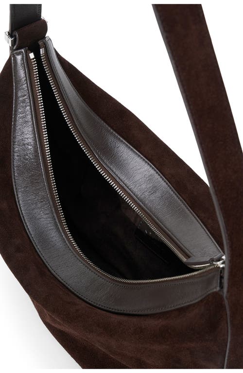 Staud Demy Large Leather-trimmed Suede Shoulder Bag In Brown