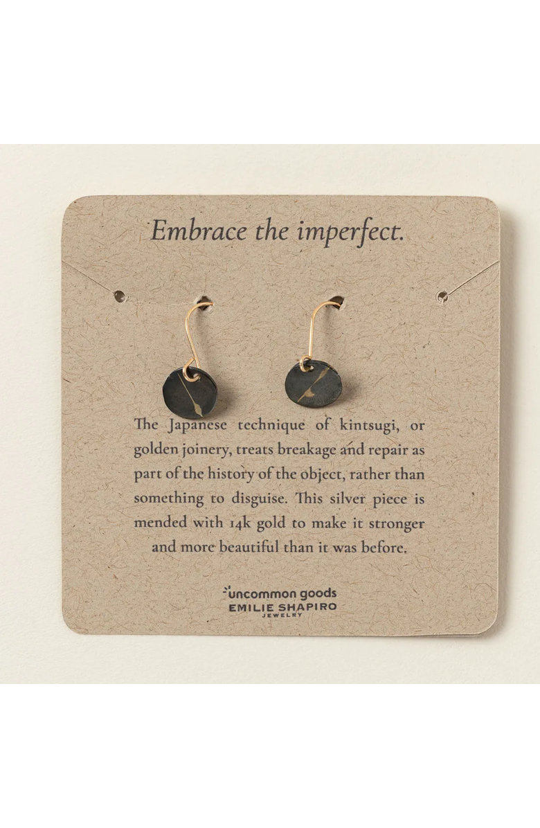 Uncommon Goods Embrace the Imperfect Kintsugi Earrings, Alternate, color, Gold