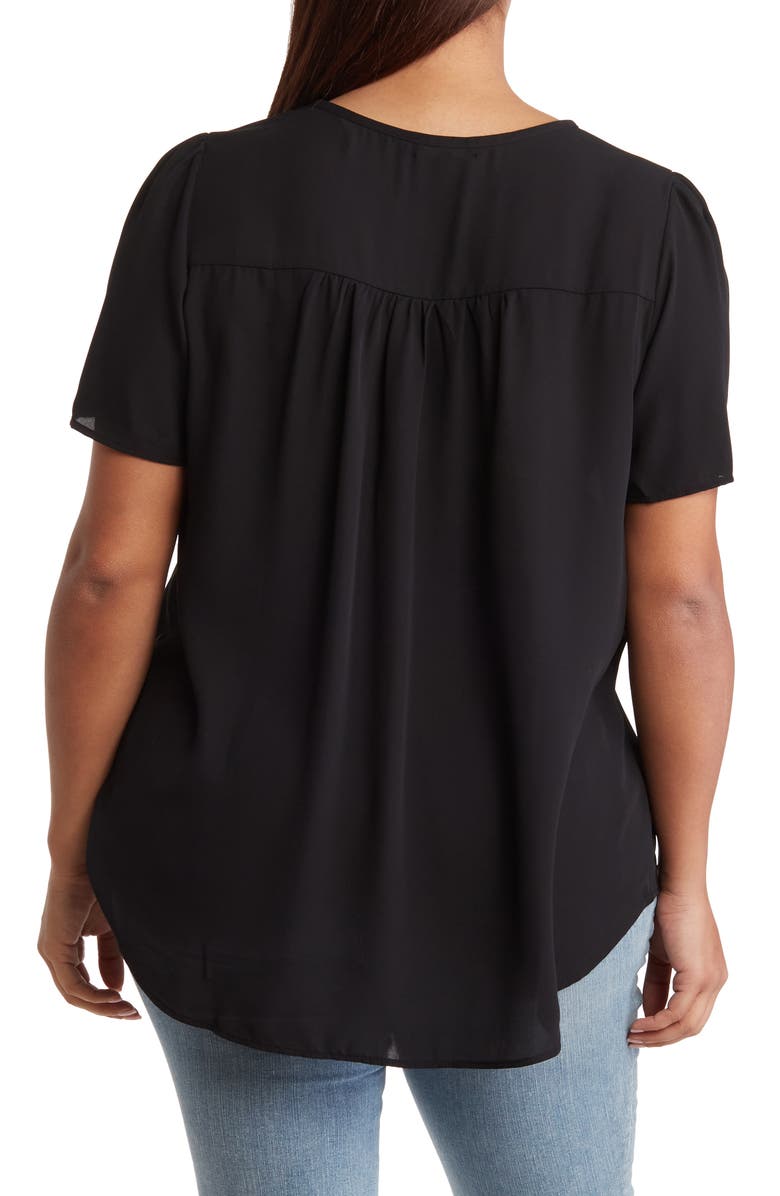 Pleione High/Low Notched Tunic Top, Alternate, color, Black