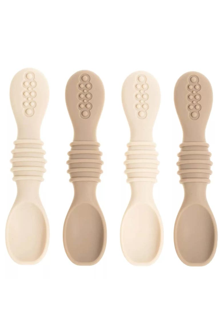 Glass Baby Food Storage Jars, Silicone Baby Spoons and Bibs Set, Alternate, color, Tan