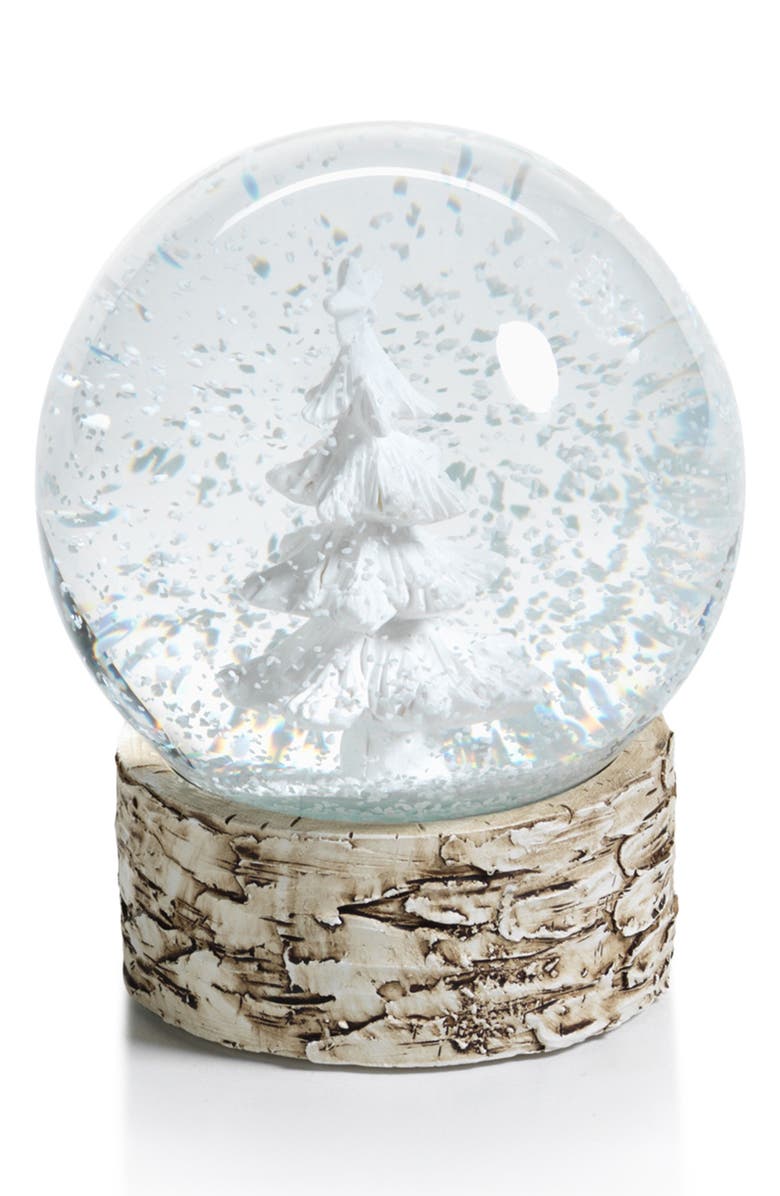 Zodax Set of 2 White Tree Snow Globes, Main, color, White/ Beige