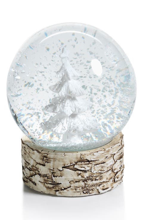 Set of 2 White Tree Snow Globes