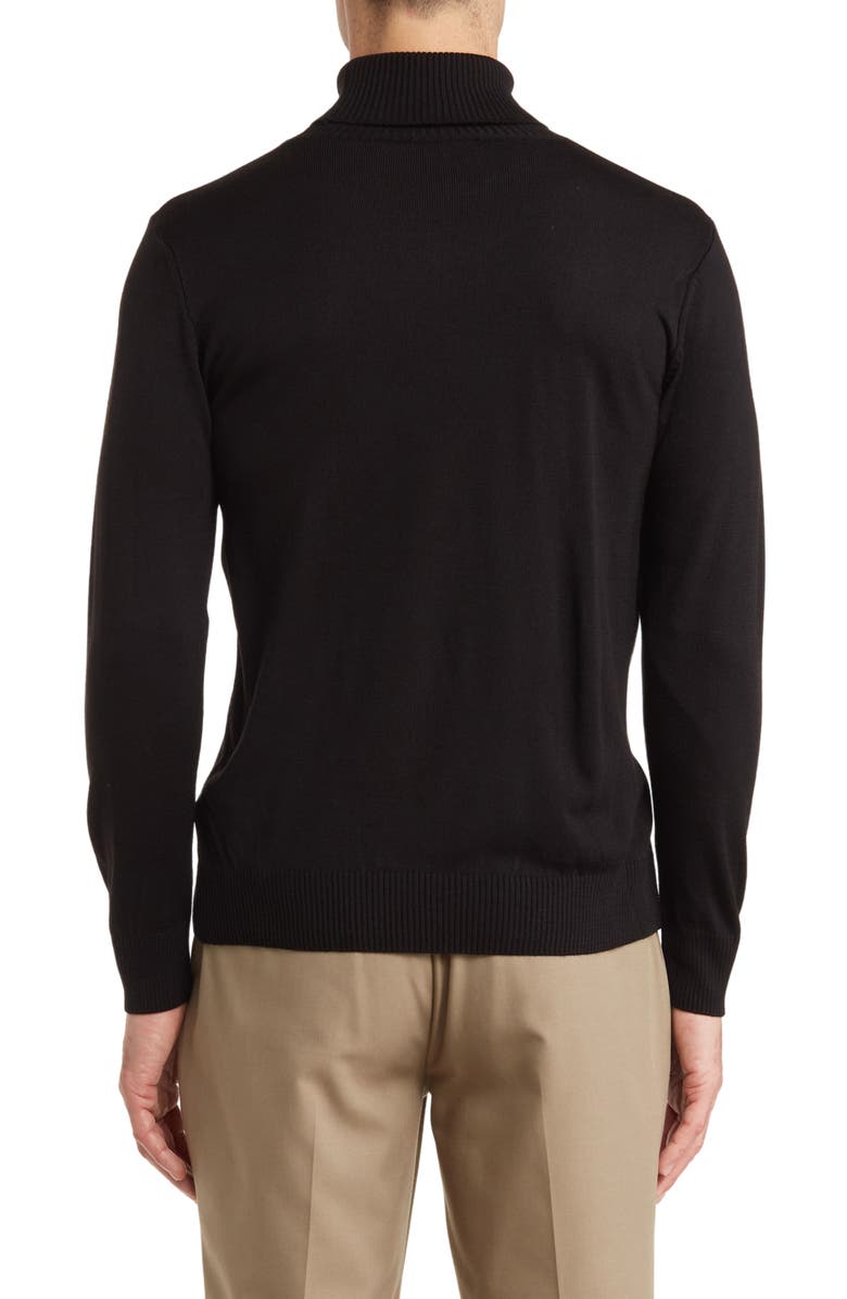 T.R. PREMIUM Tailored Recreation Wool & Cotton Blend Turtleneck, Alternate, color, Black