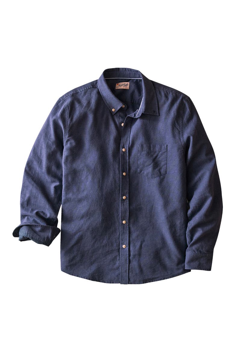 Better-than-Linen Hemp Blend Button-Up Shirt, Alternate, color, NAVY