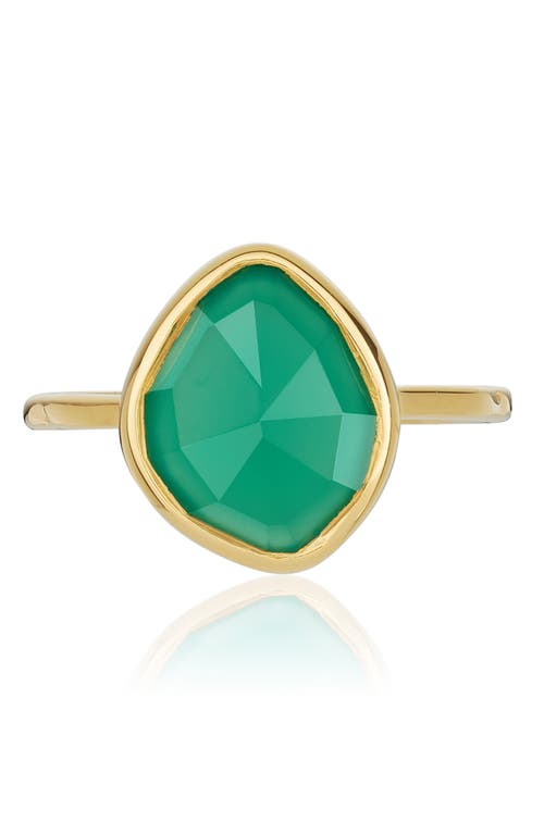 Monica Vinader Siren Small Nugget Stacking Ring In Gold/green Onyx