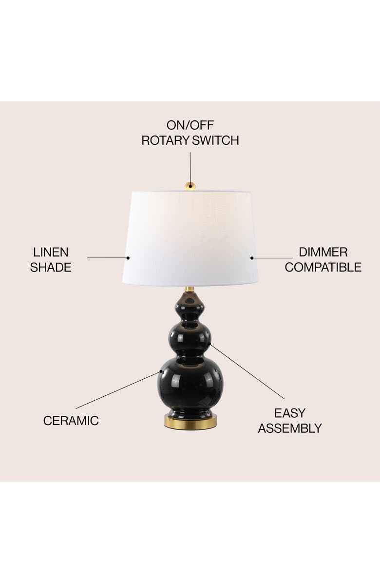 JONATHAN Y Bowen 27.5" Contemporary Transitional Ceramic Gourd LED Table Lamp, Alternate, color, Black