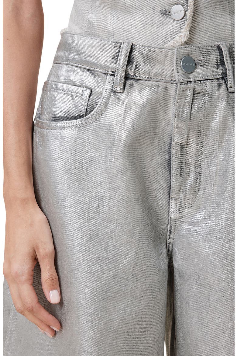 Louie Long Denim Shorts, Alternate, color, METALLIC SILVER