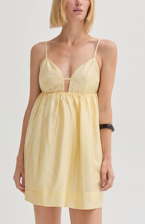 Crescent Babydoll Tencel Blend Mini Dress In Butter