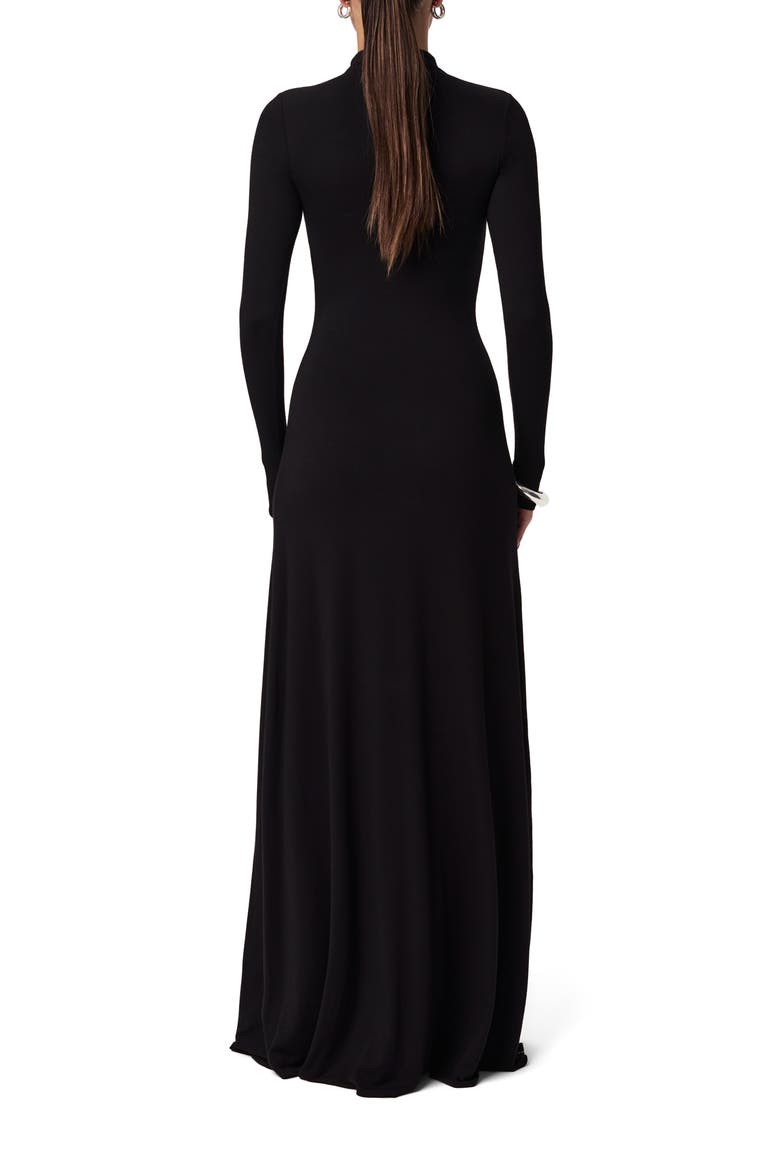 Funnel Neck Long Sleeve Dress, Alternate, color, BLACK