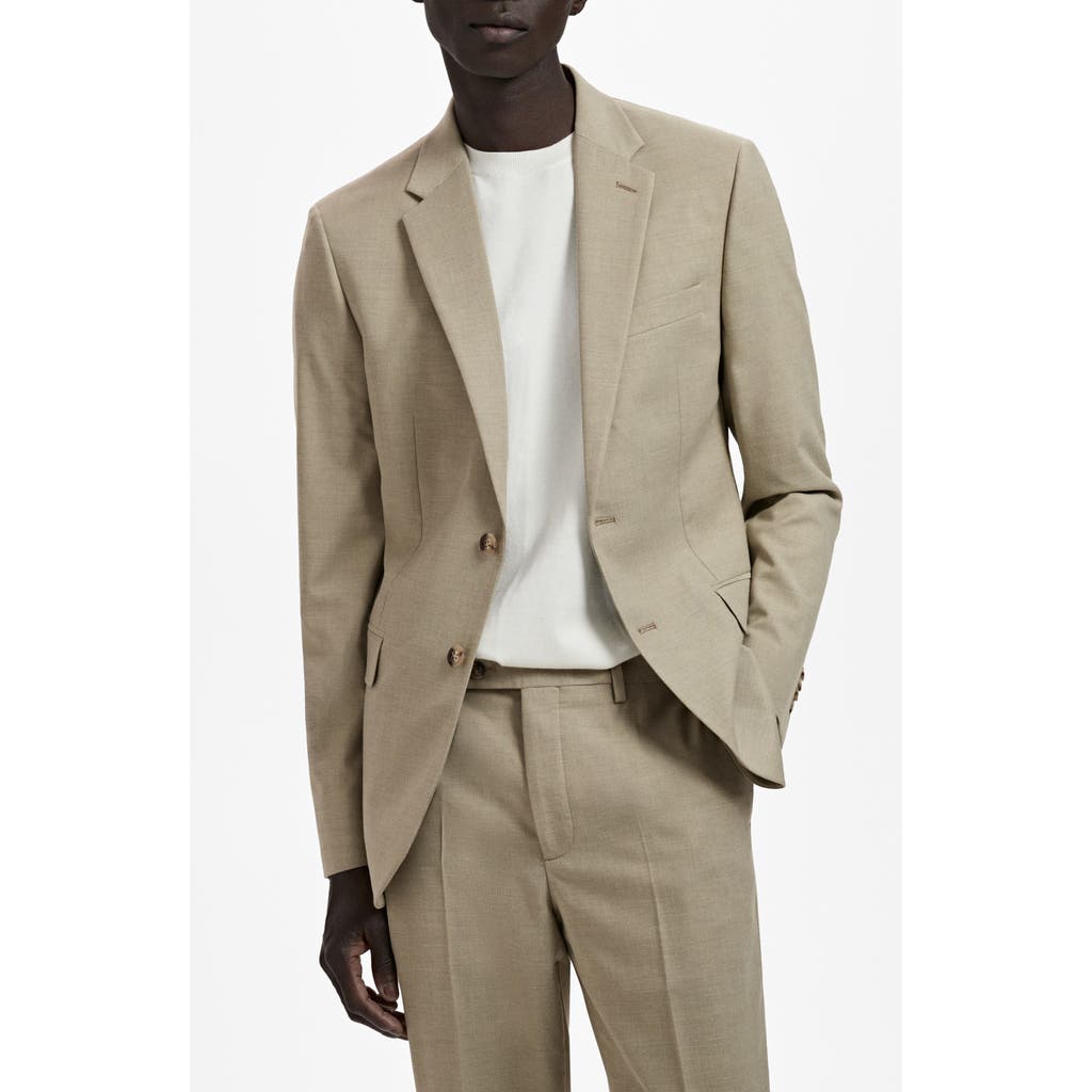Mango Milan Slim Fit Linen Blazer In Green
