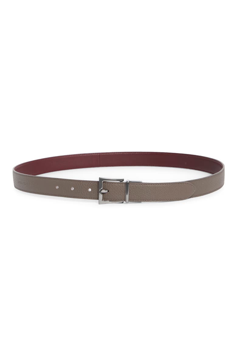 Reversible Leather Belt, Main, color, GREY/ BRANDY