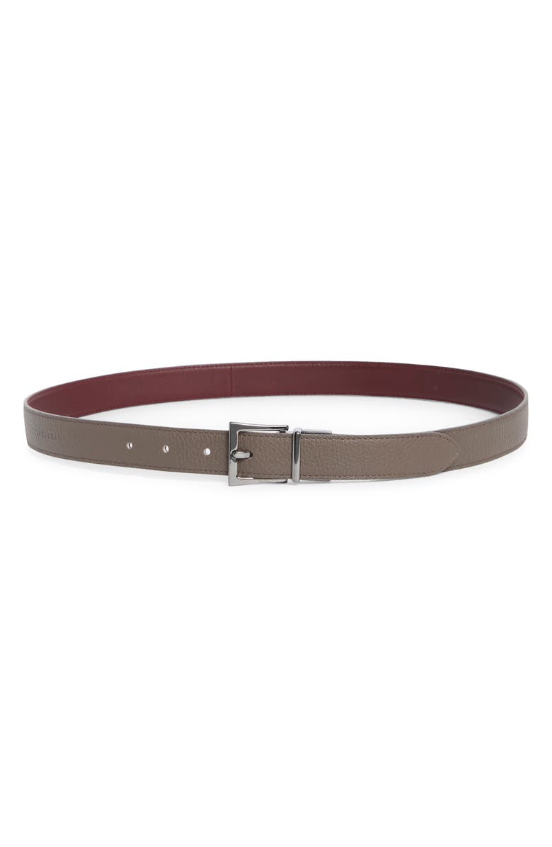 Longchamp Reversible Leather Belt, Main, color, Grey/ Brandy