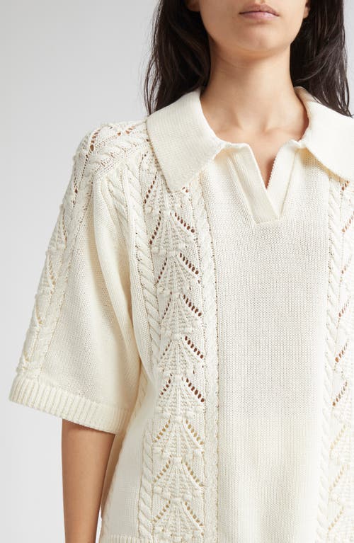 Loulou De Saison Shell Cotton Polo Sweater In White