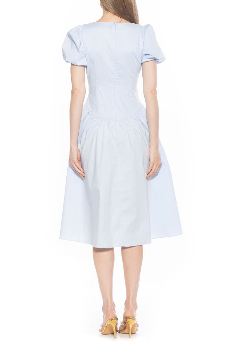 Jessi Puff Sleeve Midi Dress, Alternate, color, HALOGEN BLUE