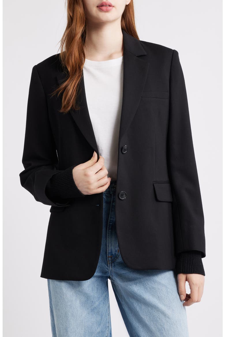 Frank Ponte Knit Blazer, Alternate, color, BLACK