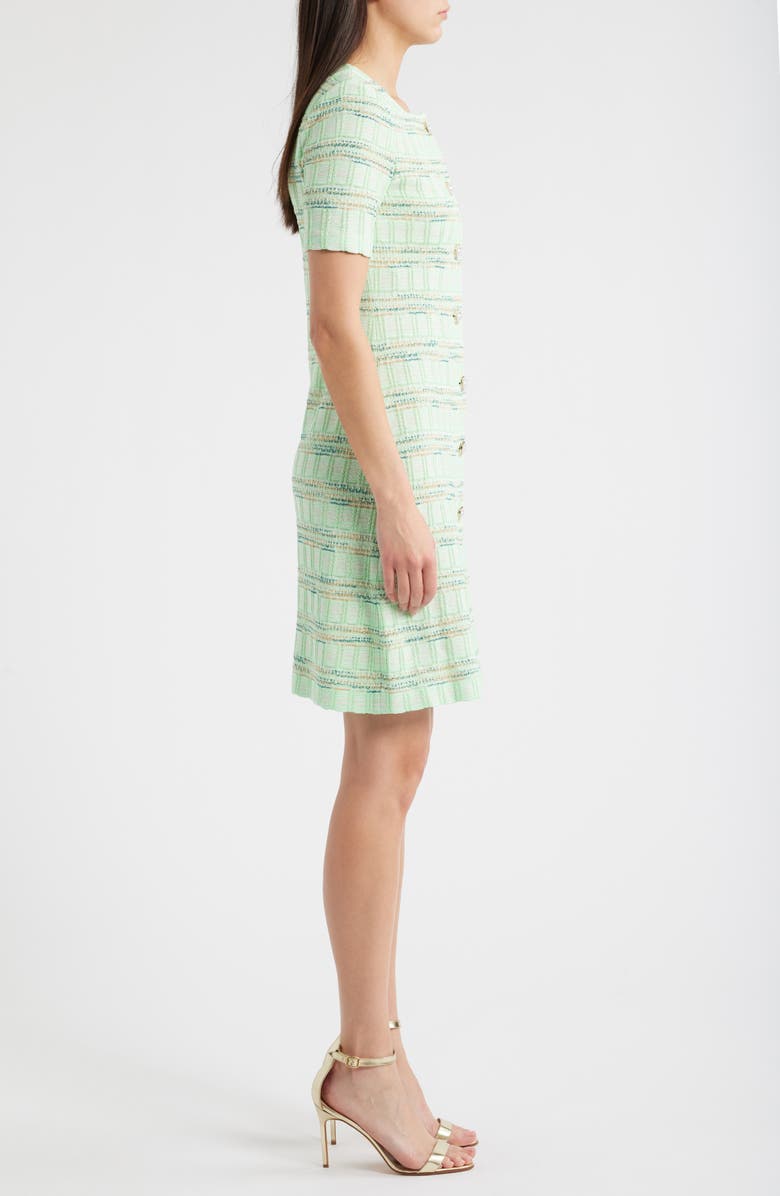 Misook Soft Plaid Knit A-Line Dress, Alternate, color, Green Multi