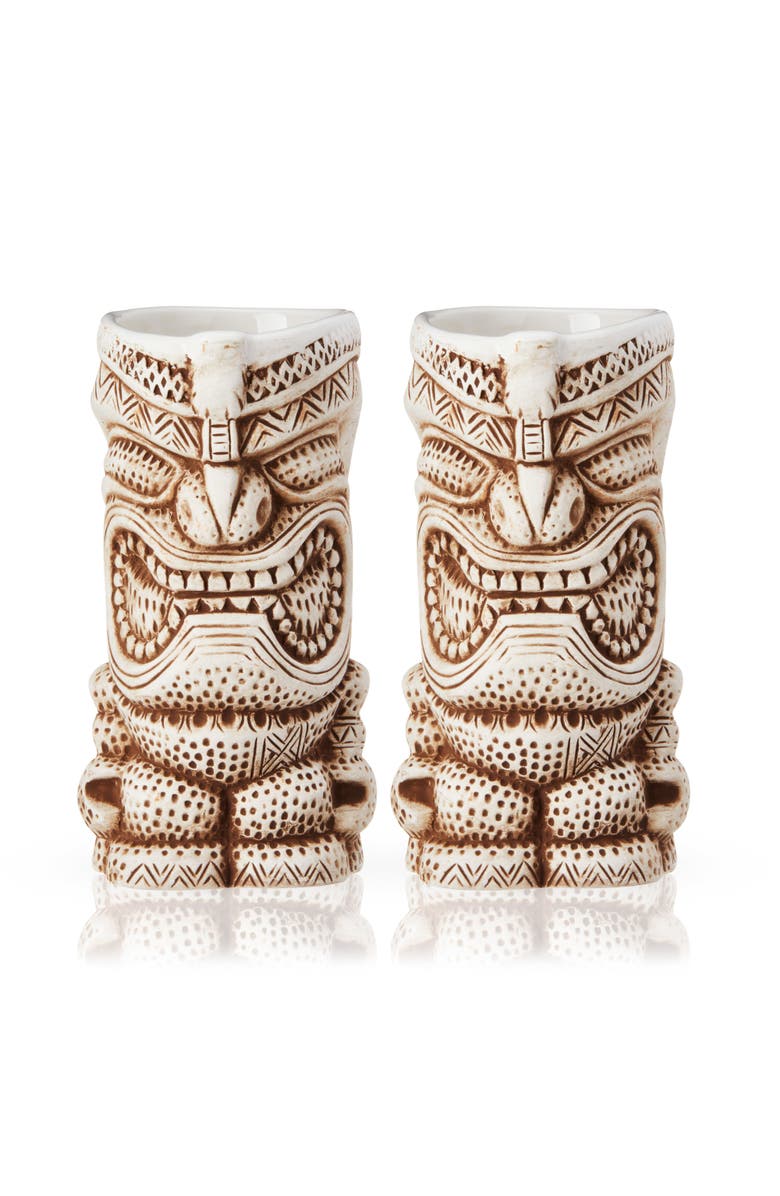Viski Pacific High Tide Tiki Mugs Set of 2, Alternate, color, White