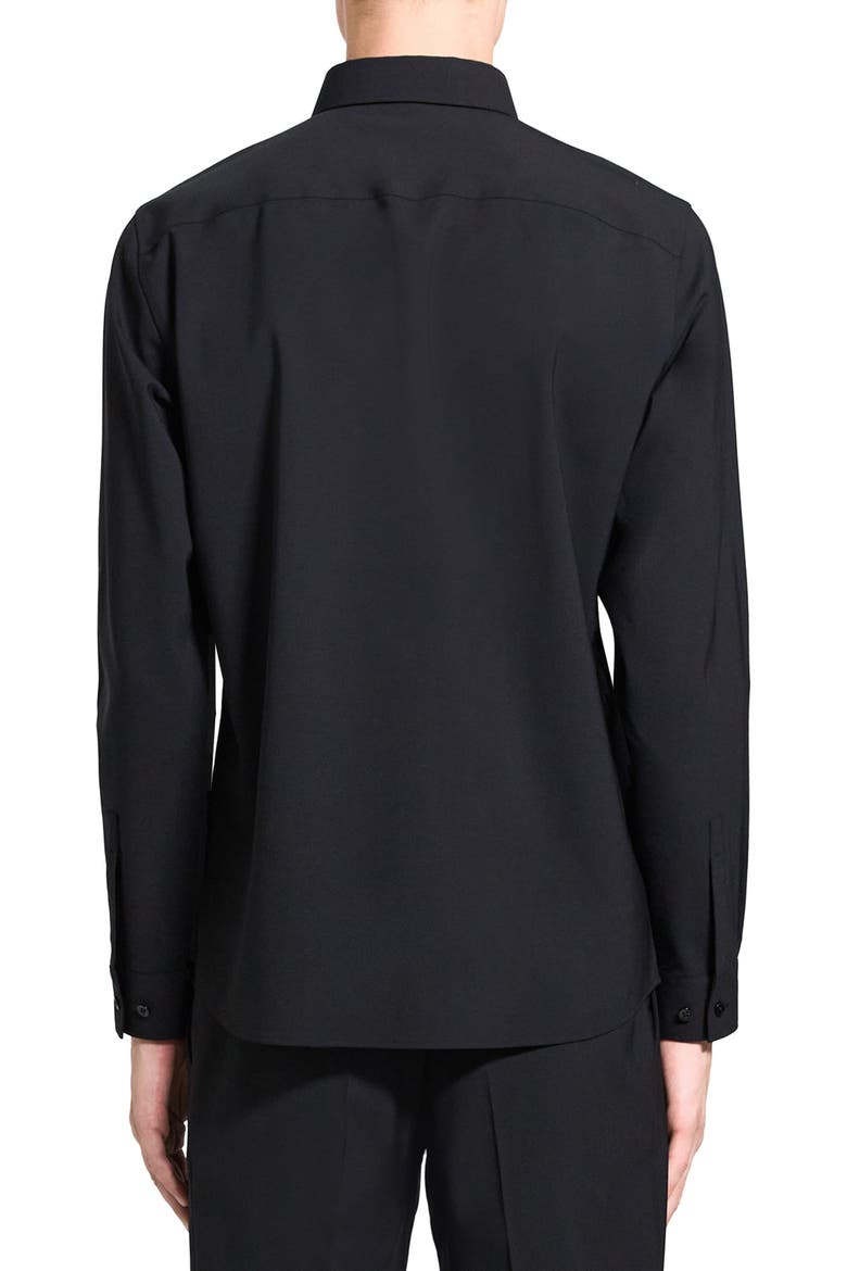 Hugh Stretch Virgin Wool Button-Down Shirt, Alternate, color, BLACK