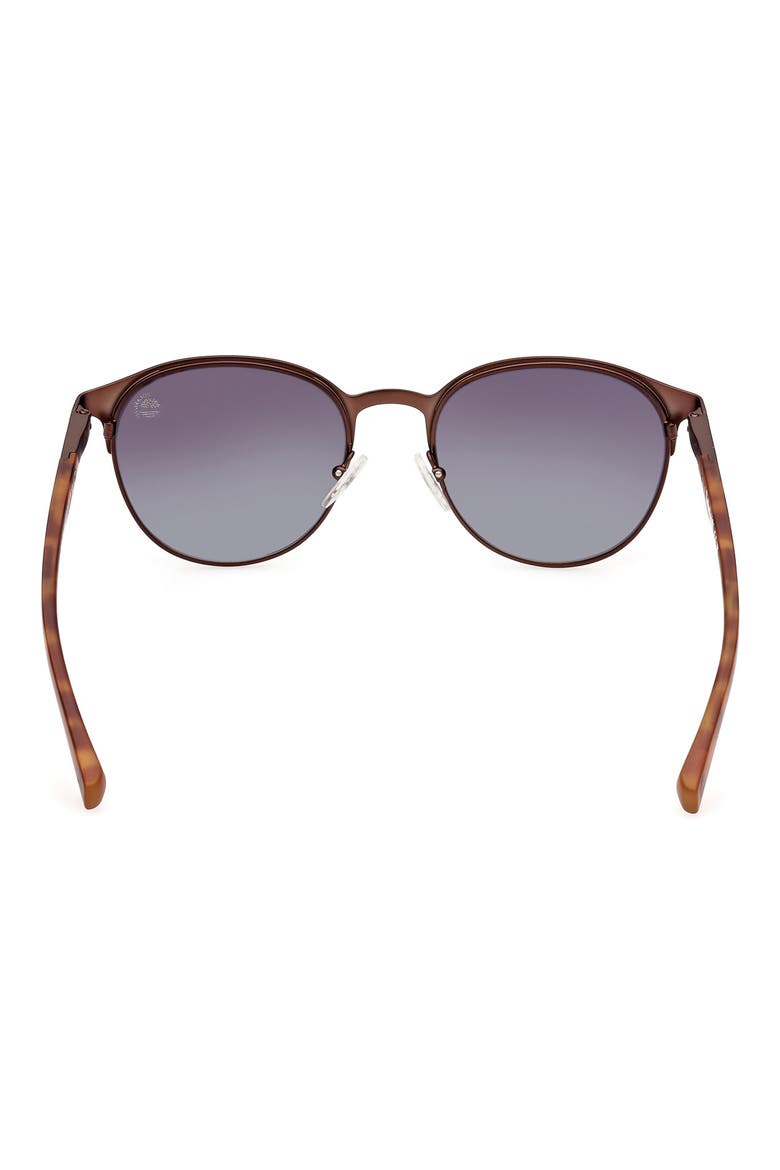 53mm Polarized Round Sunglasses, Alternate, color, MATTE DARK BROWN / SMOKE