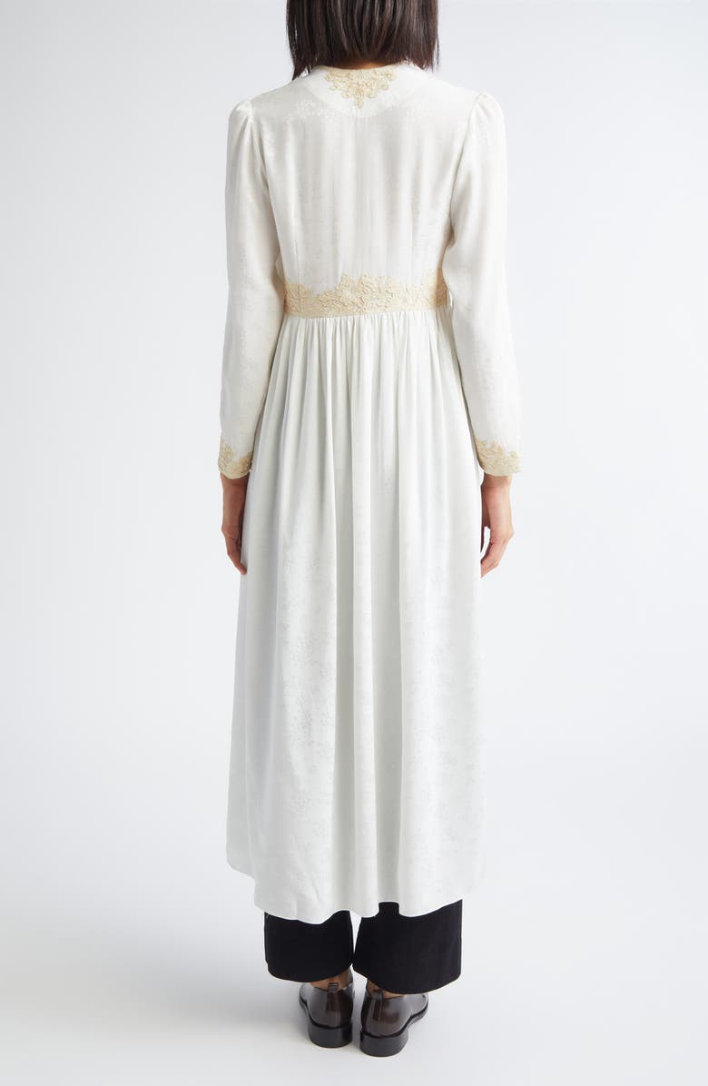Bode Trousseau Long Sleeve Lace Silk Maxi Dress, Alternate, color, Cream