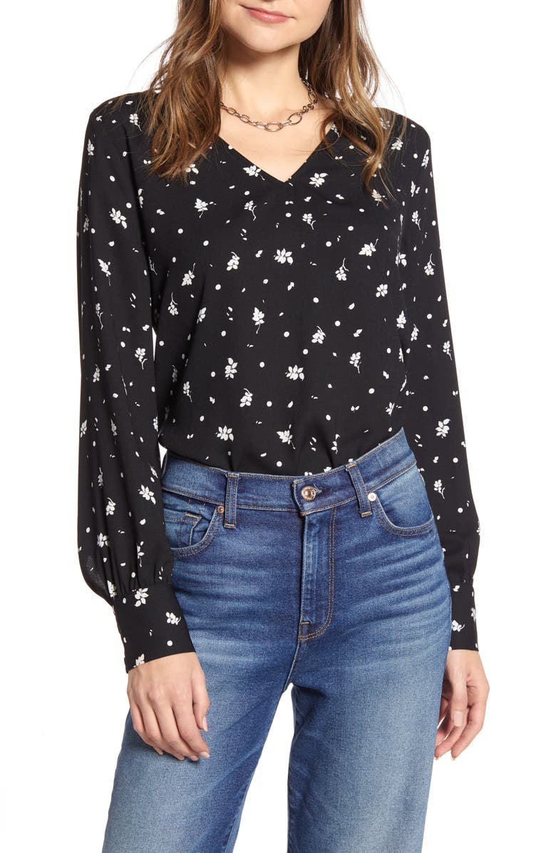 Halogen<sup>®</sup> V-Neck Blouse, Main, color, 