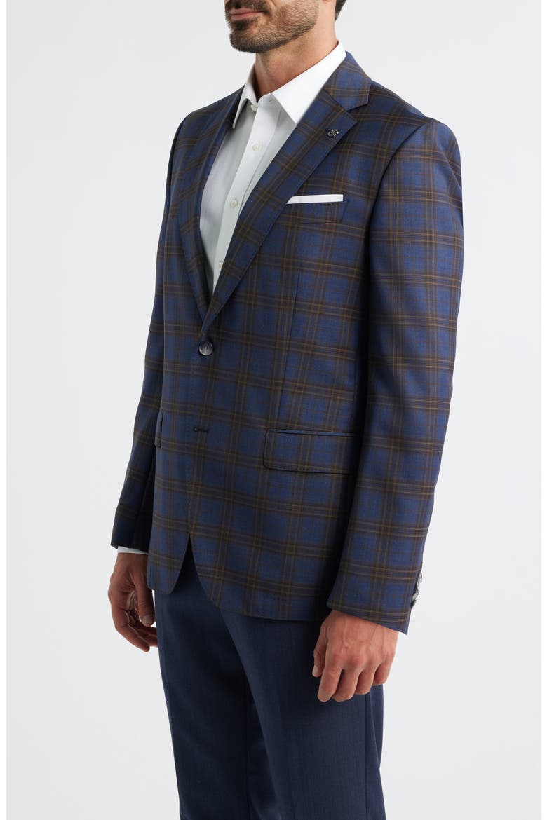 Hutson Slim Fit Navy Plaid Wool Sport Coat, Alternate, color, DARK BLUE