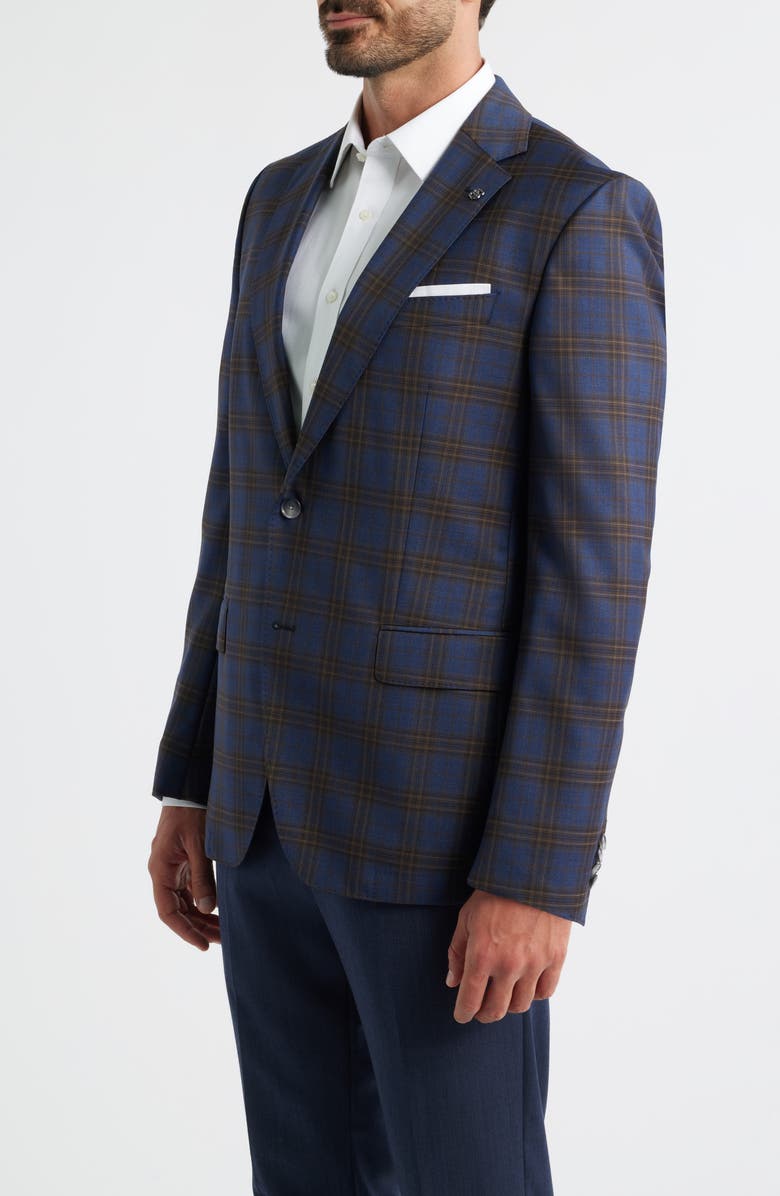 BOSS Hutson Slim Fit Navy Plaid Wool Sport Coat, Alternate, color, Dark Blue
