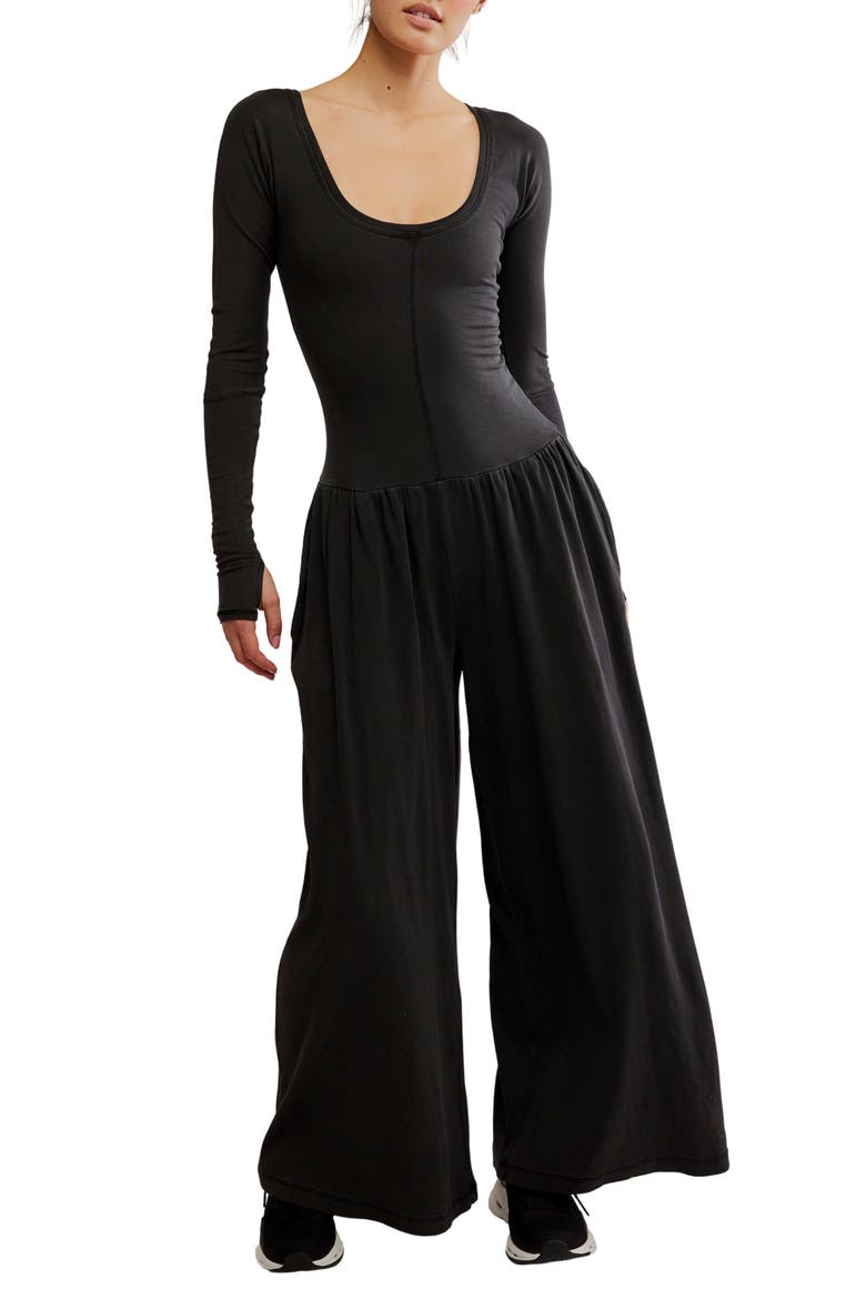 Free People FP Movement Hot Shot Wide Leg Long Sleeve Jumpsuit