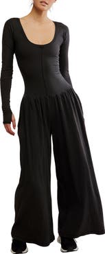 Free People FP Movement Hot Shot Wide Leg Long Sleeve Jumpsuit