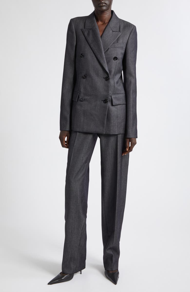 Balenciaga Denim Look Wool Twill Fittined Trousers, Alternate, color, 4100 Navy