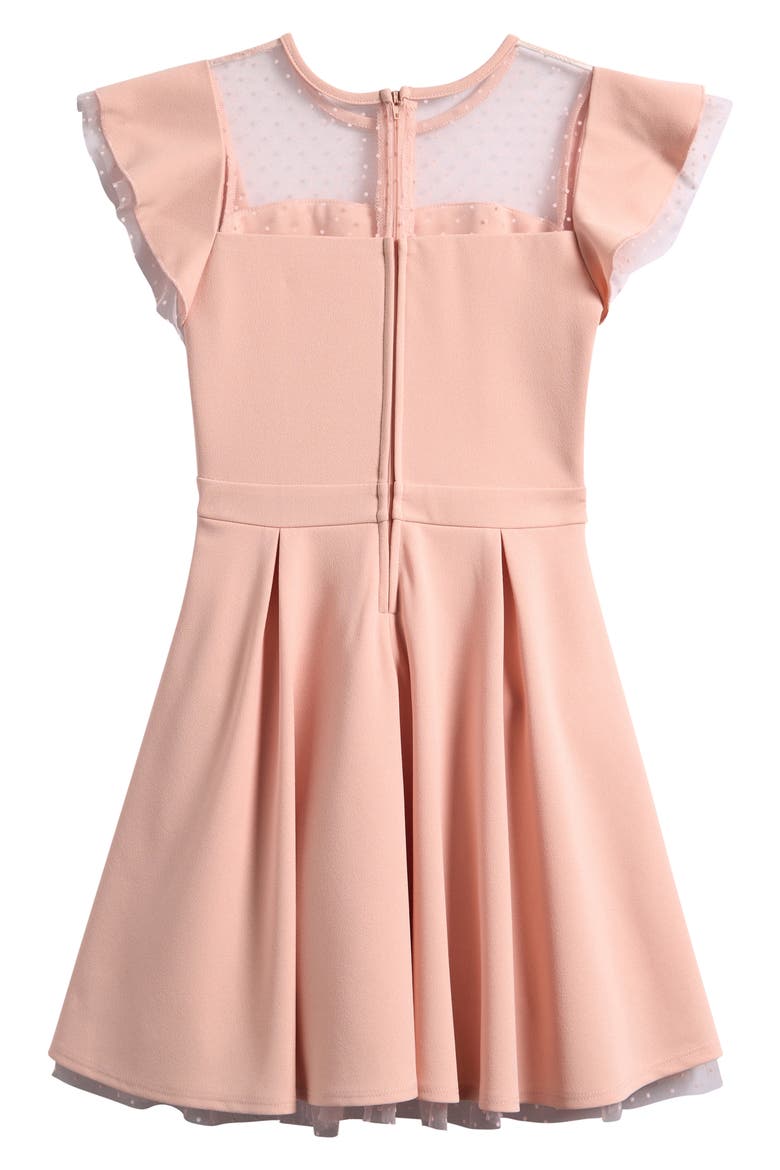 Kids' Sheer Yoke Crepe Party Dress, Alternate, color, BLUSH