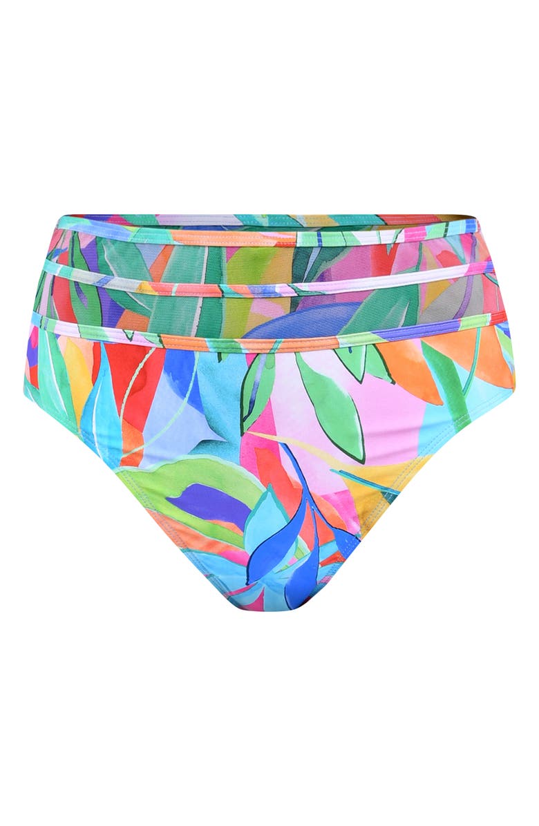 La Blanca Tropi-Flage High Waist Bikini Bottoms, Alternate, color, 
