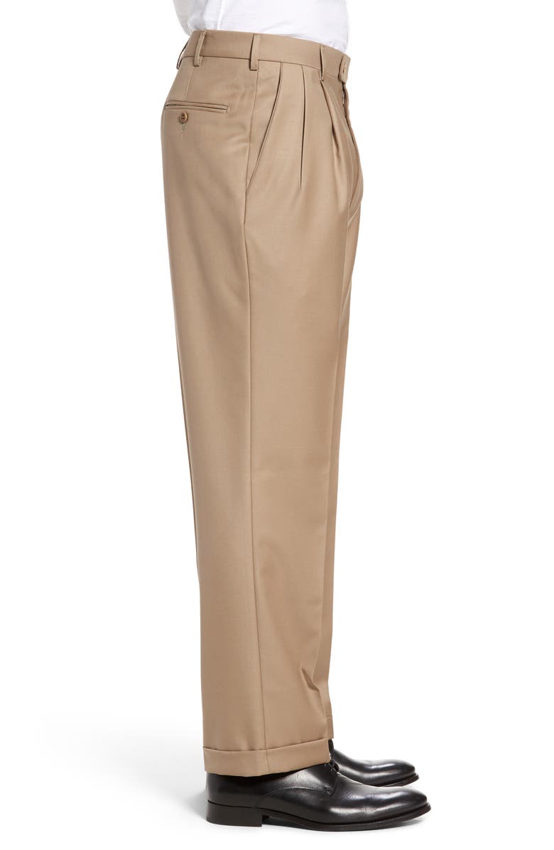 Zanella Bennett Straight Leg Pleated Dress Pants, Alternate, color, Dk Beige 1