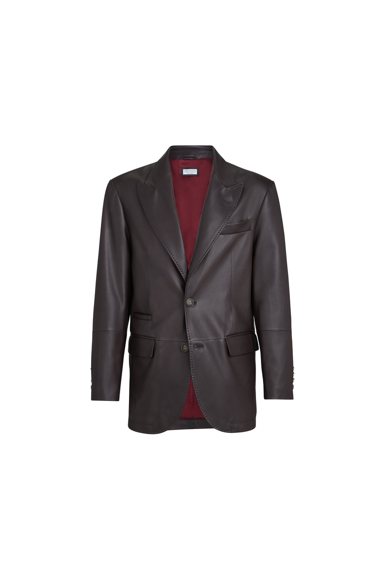 Calfskin blazer, Alternate, color, Chocolate