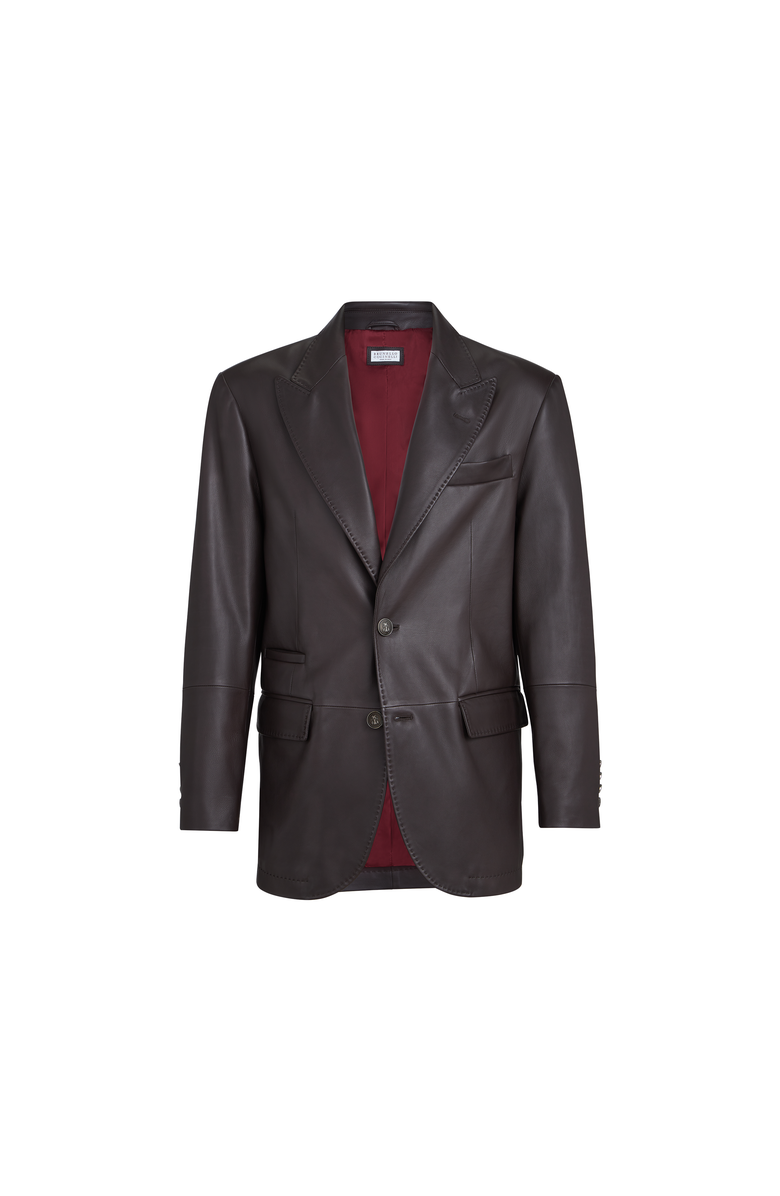 Brunello Cucinelli Calfskin blazer, Alternate, color, Chocolate