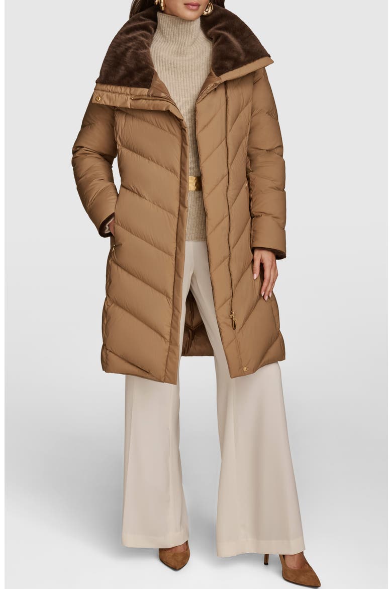 Water Resistant Chevron Down Puffer Coat, Alternate, color, ANTIQUE GOLD